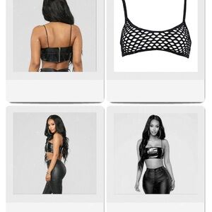 Fashion Nova 2-Piece Top Bundle| Faux Leather Crop Top & Mesh Bralette (Size S)